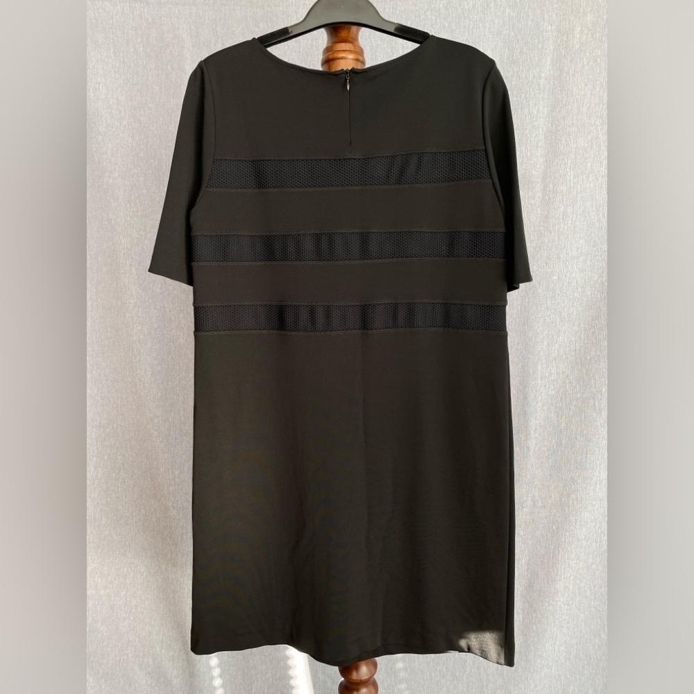 MARELLA | Black Short Sleeve Midi Dress with Mesh Accents - Picture 3 of 15